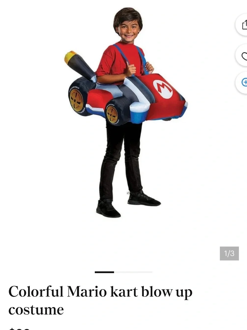 Red Inflatable Kart Kids Costume - Mario Style